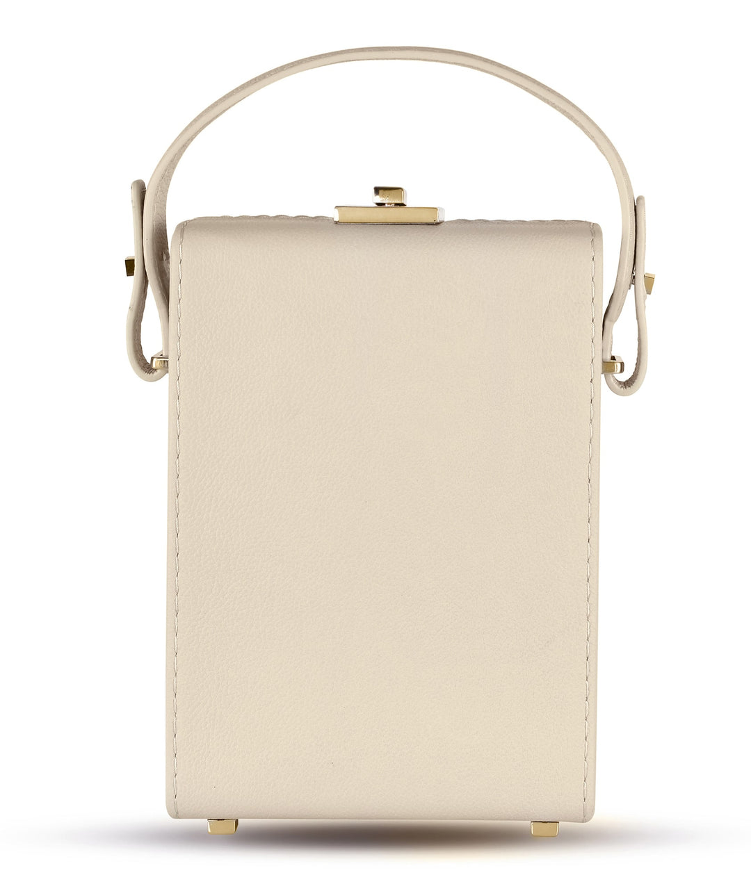 La Mallette Boxy Structured Leather Satchel Handbag by Les Mallettes - Luxury Crossbody Bag with Top Handle - Ecru Beige