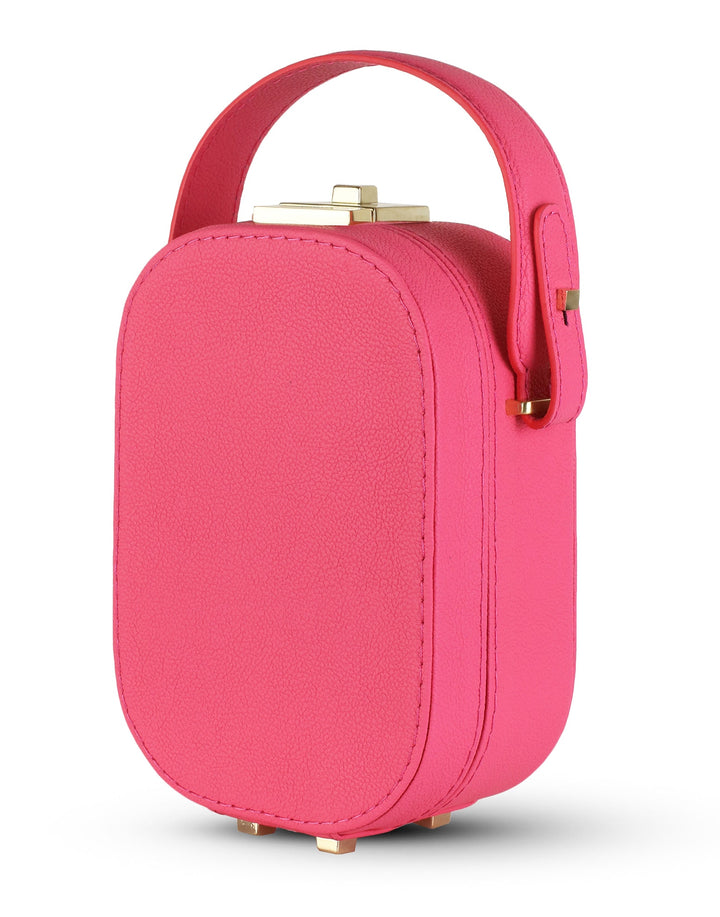Le Paquet Structured Leather Satchel Handbag by Les Mallettes - Luxury Crossbody Bag with Top Handle - Rose 