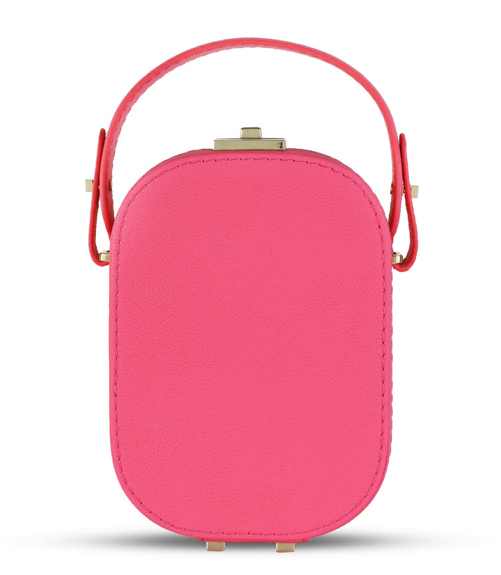 Le Paquet Structured Leather Satchel Handbag by Les Mallettes - Luxury Crossbody Bag with Top Handle - Rose 