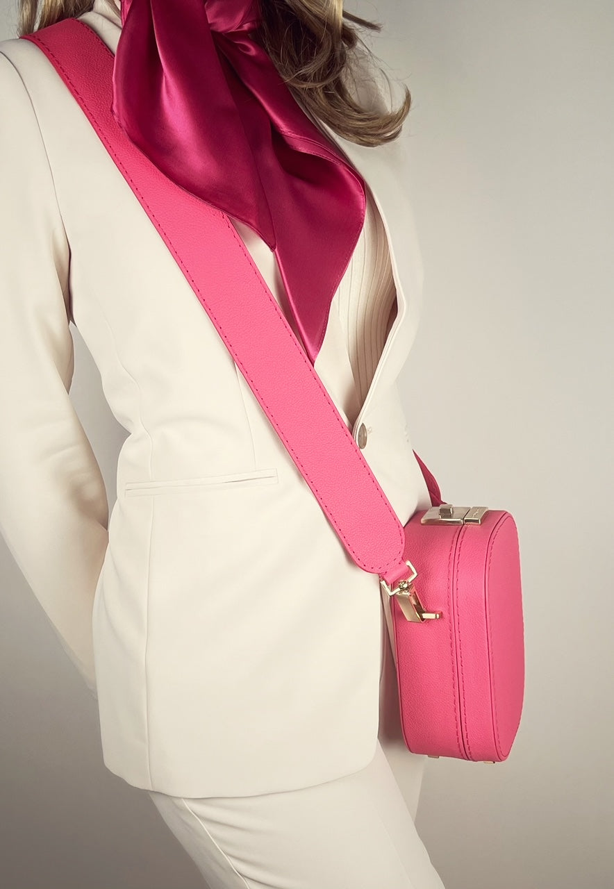 Le Paquet Structured Leather Satchel Handbag by Les Mallettes - Luxury Crossbody Bag with Top Handle - Rose