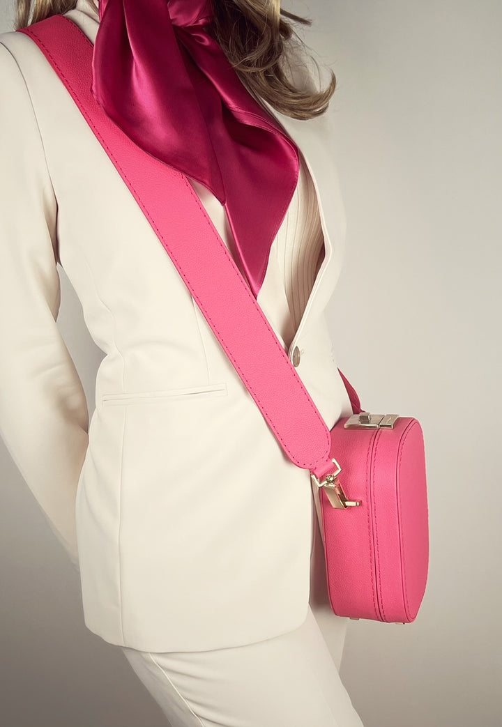 Le Paquet Structured Leather Satchel Handbag by Les Mallettes - Luxury Crossbody Bag with Top Handle - Rose