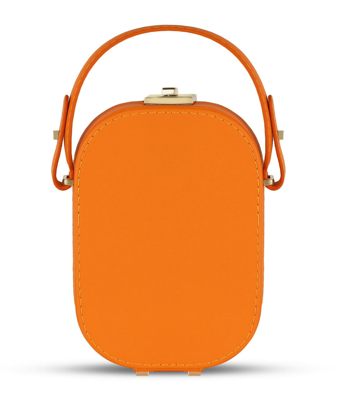 Le Paquet Structured Leather Satchel Handbag by Les Mallettes - Luxury Crossbody Bag with Top Handle - Tangerine