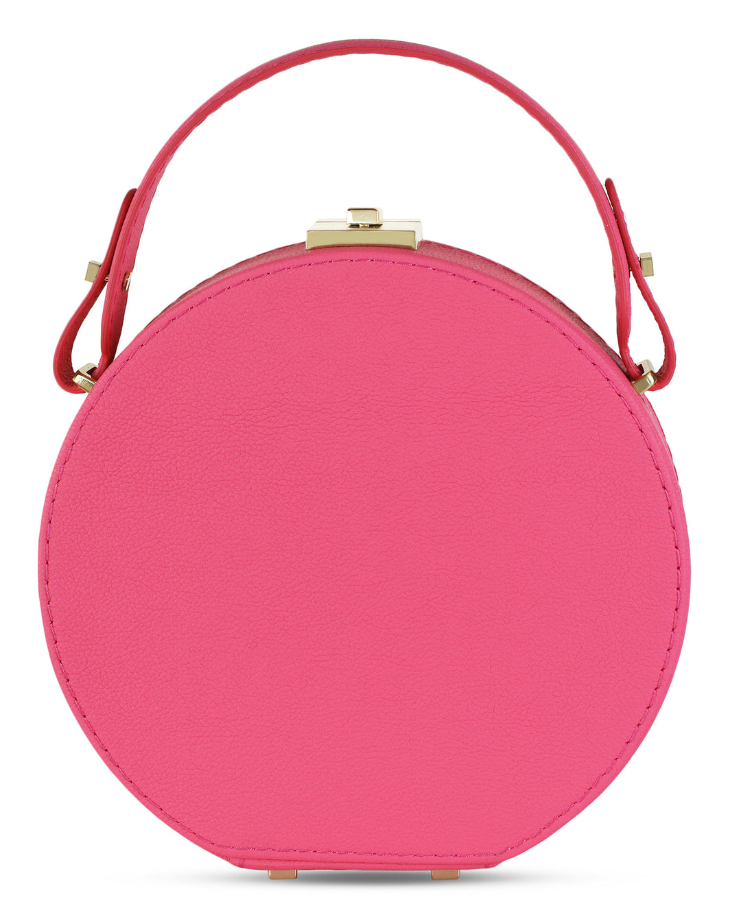 Le Chapeaux Round Structured Leather Satchel Handbag by Les Mallettes - Luxury Crossbody Bag with Top Handle - Rose
